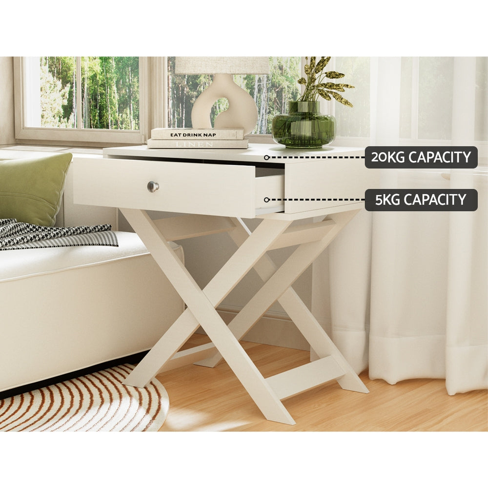 Coquitlam Wooden Bedside Tables Drawers Nightstand Bedroom Storage - White