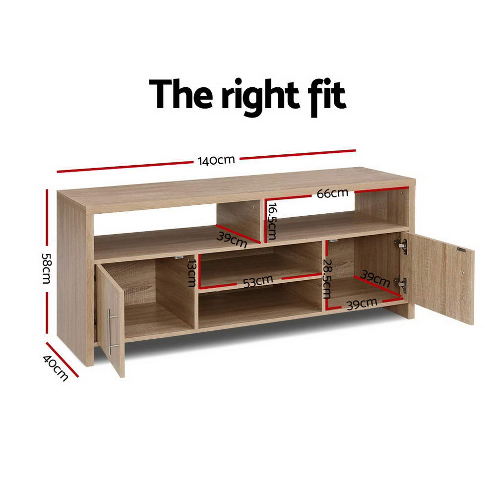 Savea 140cm TV Cabinet Entertainment Unit Stand Storage Shelf Sideboard - Oak
