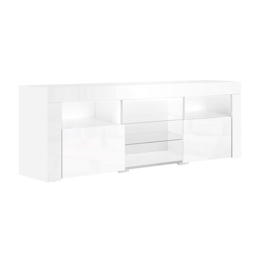 Hanns 160cm TV Cabinet Entertainment Unit Stand RGB LED Gloss Furniture - White