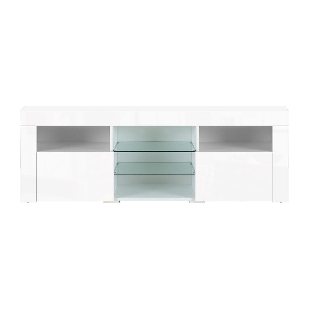 Hanns 160cm TV Cabinet Entertainment Unit Stand RGB LED Gloss Furniture - White