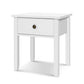 Jonquiere Wooden Bedside Tables Side Table Nightstand White Storage Cabinet Lamp - White