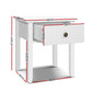 Jonquiere Wooden Bedside Tables Side Table Nightstand White Storage Cabinet Lamp - White