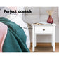 Jonquiere Wooden Bedside Tables Side Table Nightstand White Storage Cabinet Lamp - White