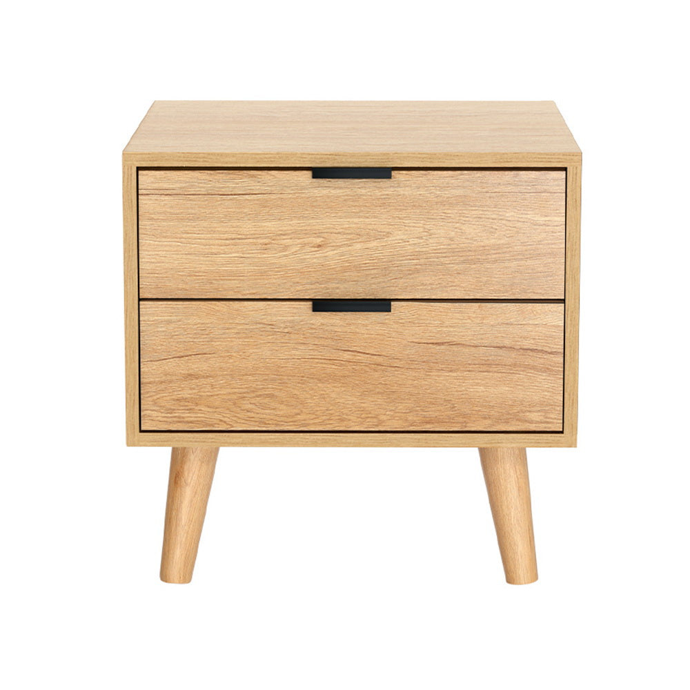 Barrie Wooden Bedside Tables Nightstand Side End Table Storage Cabinet with 2 Drawers - Pine