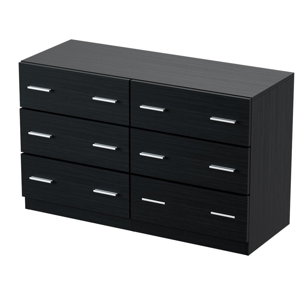 6 Chest of Drawers Cabinet Dresser Table Tallboy Lowboy Storage Black
