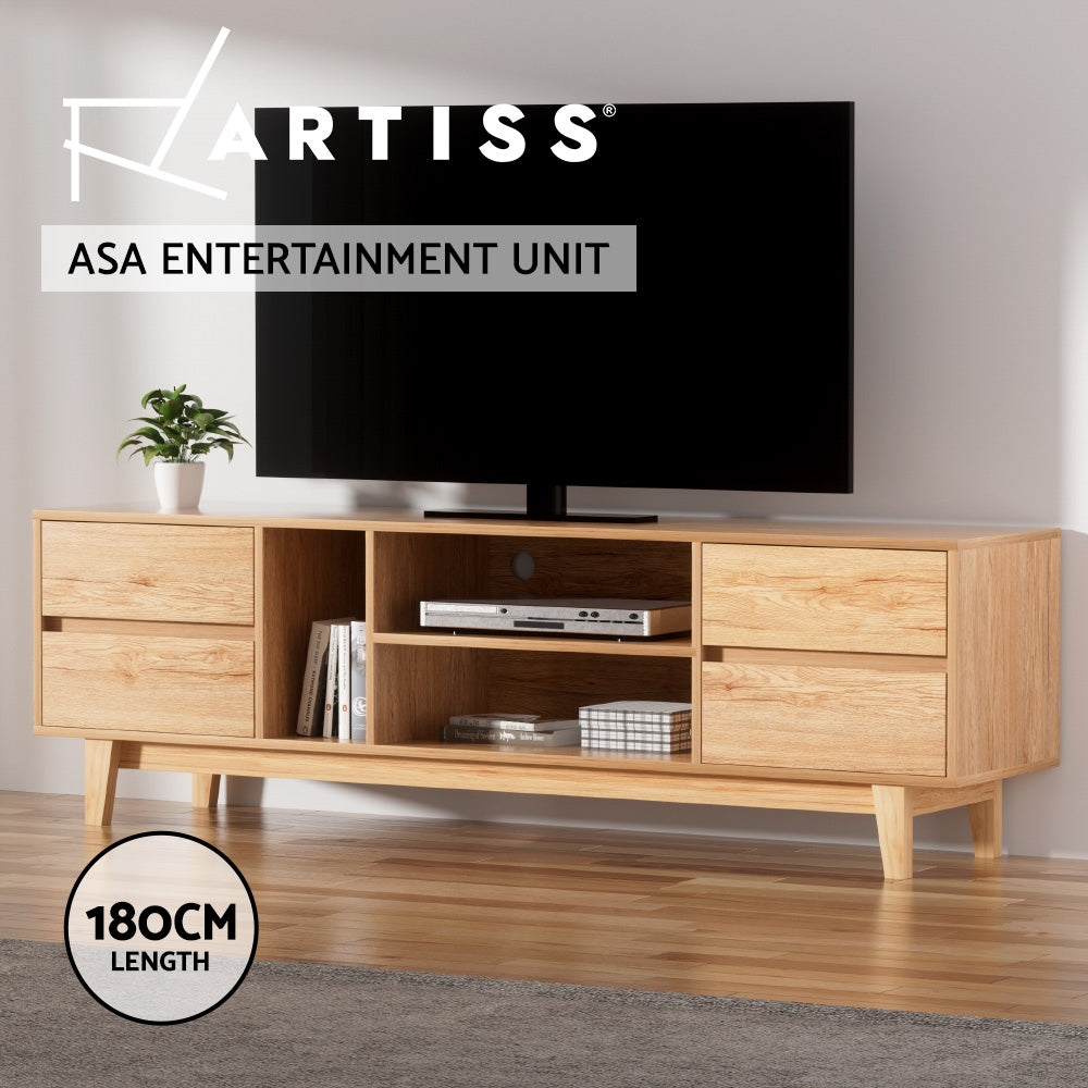 Inez 180cm Entertainment Unit Stand TV Cabinet Storage Drawer Shelf - Wood