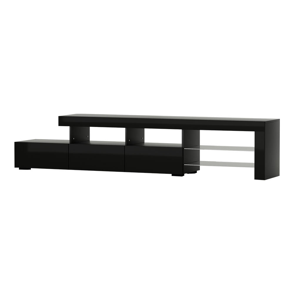 Trina 215cm TV Cabinet Entertainment Unit Stand RGB LED Gloss Furniture - Black