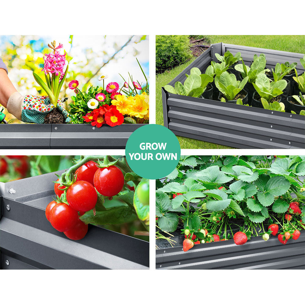 180x90x30CM Galvanised Raised Garden Bed Steel Instant Planter