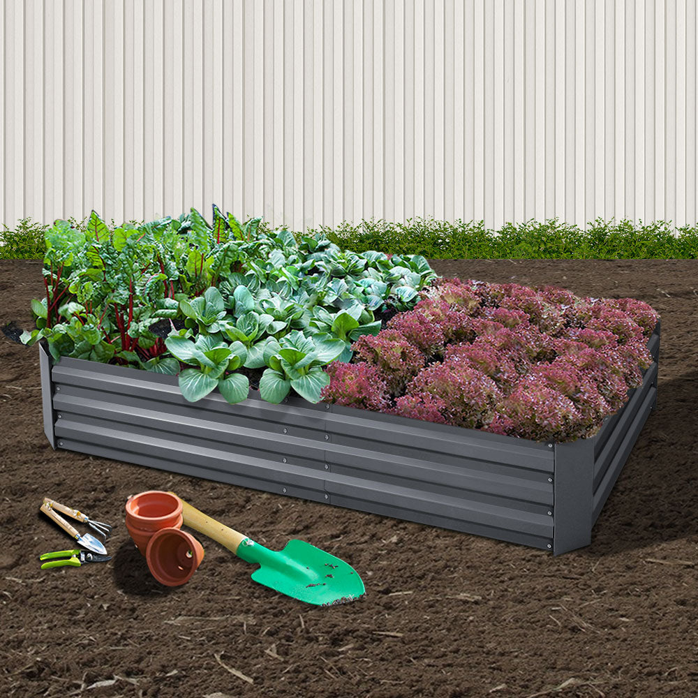 180x90x30CM Galvanised Raised Garden Bed Steel Instant Planter