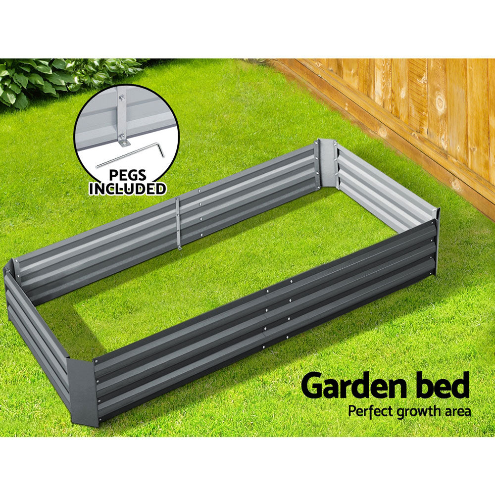 Galvanised Steel Raised Garden Bed Instant Planter 210x90 Aluminium