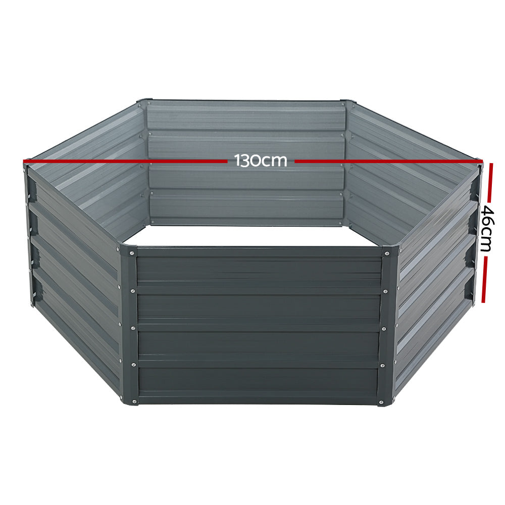 Set of 2 Garden Bed 130x130x46cm Planter Box Raised Container Galvanised