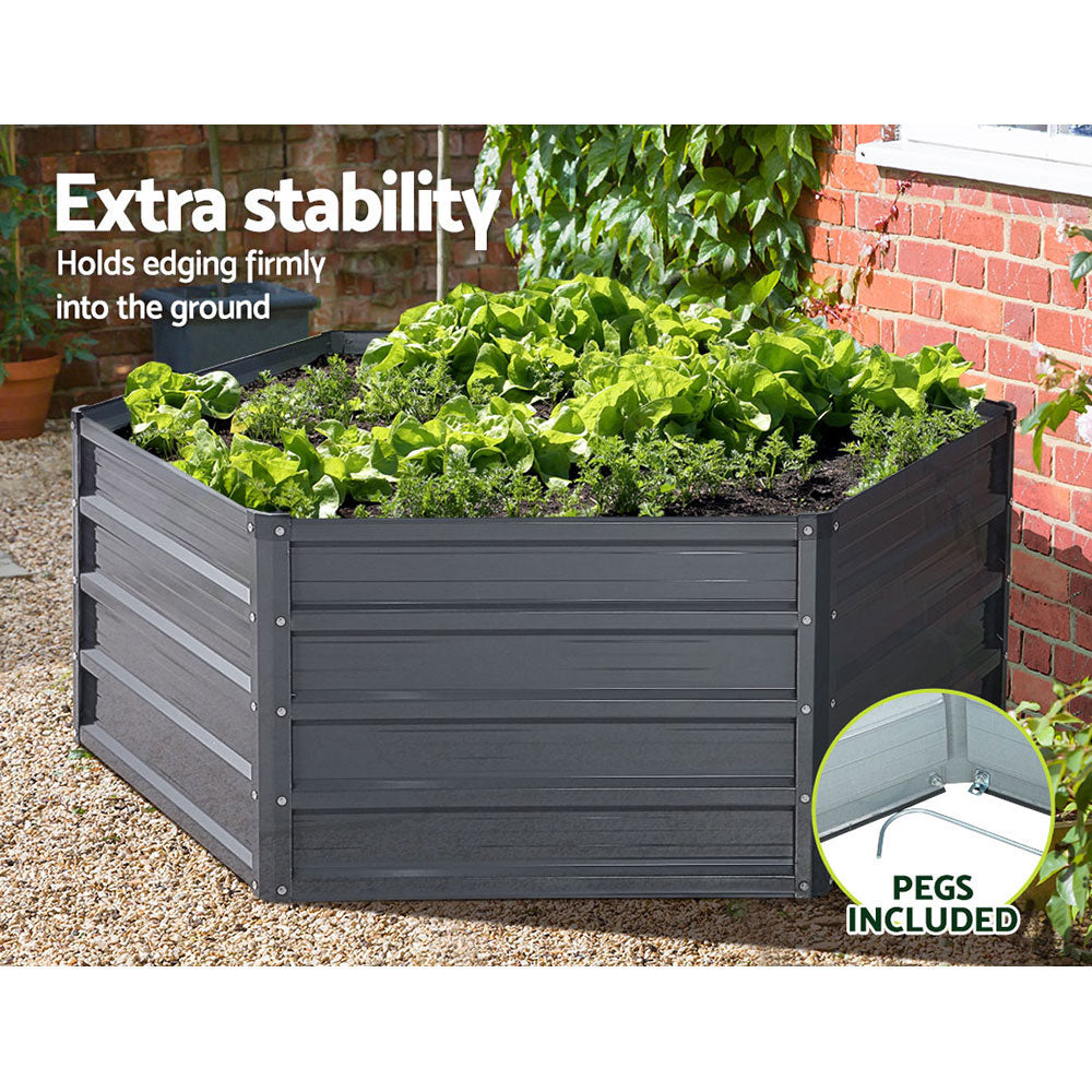 Set of 2 Garden Bed 130x130x46cm Planter Box Raised Container Galvanised