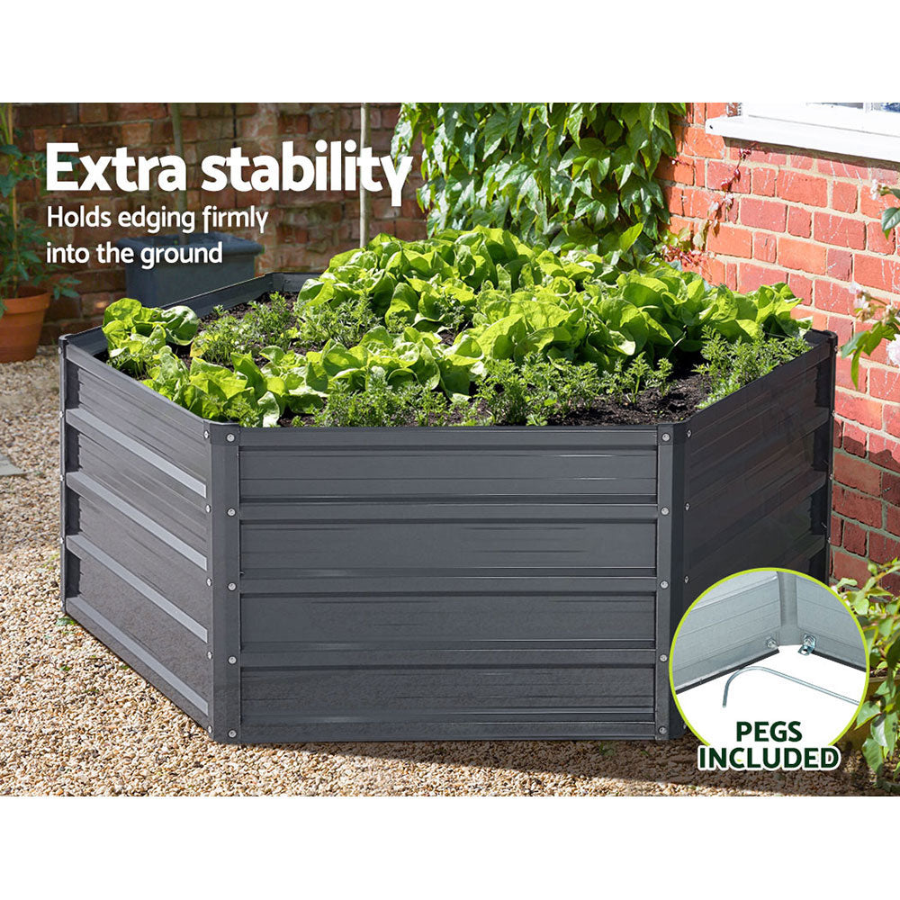 Garden Bed 2-pieces 130x130x46cm Galvanised Steel Raised Planter