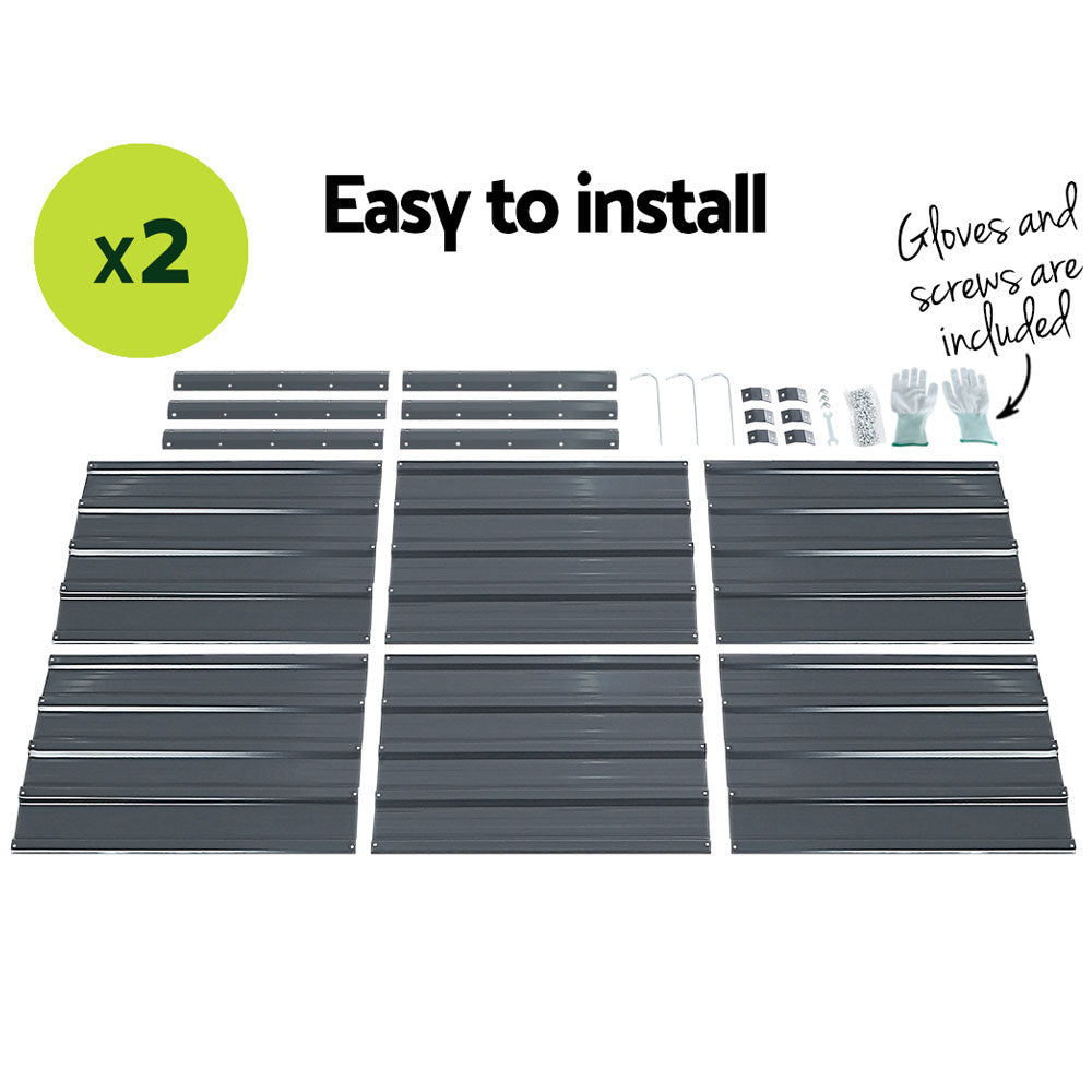 Set of 2 Garden Bed 130x130x46cm Planter Box Raised Container Galvanised