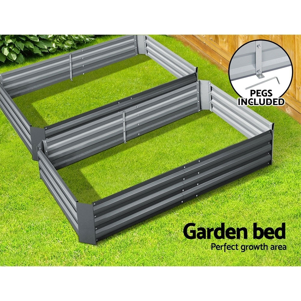 Garden Bed 2-pieces 150x90x30cm Galvanised Steel Raised Planter