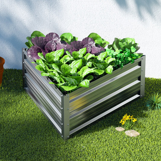 Garden Bed Galvanised Steel Raised Planter Vegetable 86x86x30cm