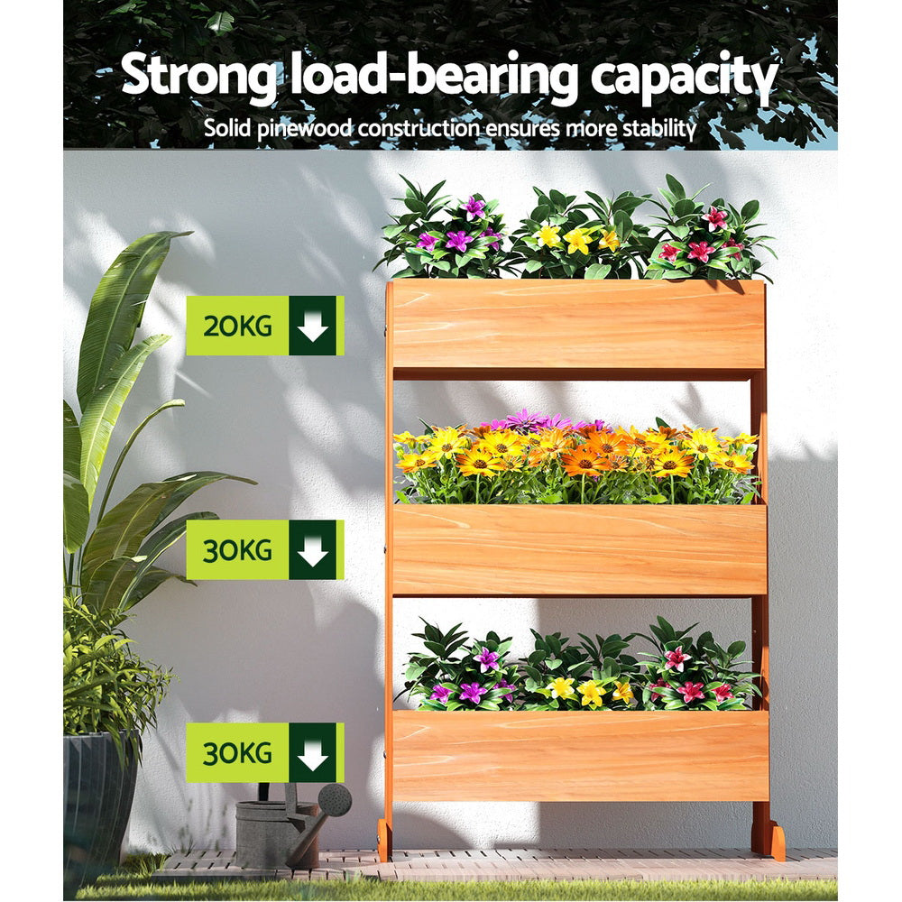 Garden Bed Elevated 69x39x106cm Wooden Planter Box Container Herb