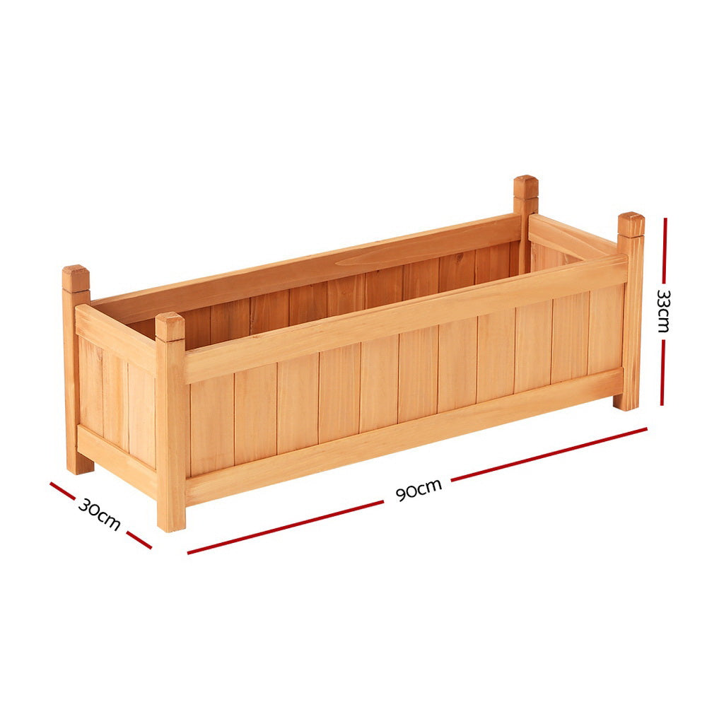 Garden Bed Raised Wooden Planter Outdoor Box Vegetables 90x30x33cm