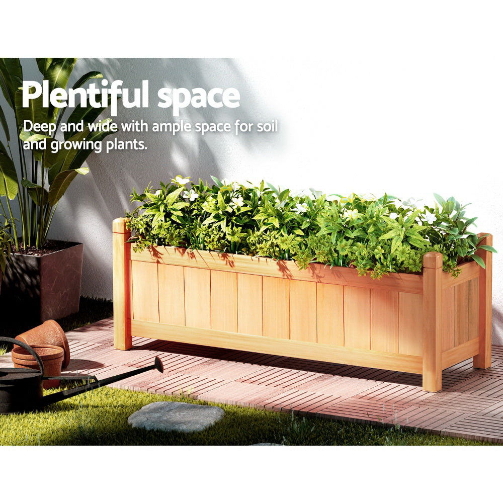 Garden Bed Raised Wooden Planter Outdoor Box Vegetables 90x30x33cm