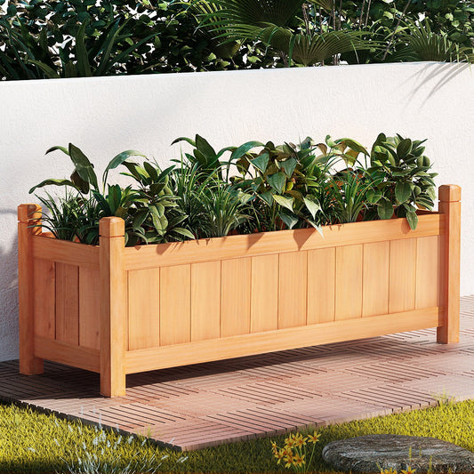 Garden Bed Raised Wooden Planter Outdoor Box Vegetables 90x30x33cm