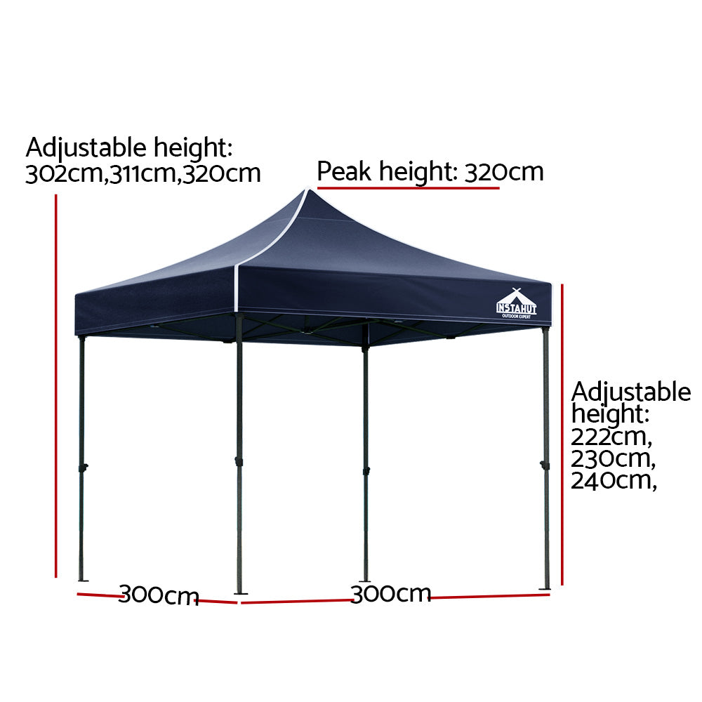 Gazebo Pop Up Marquee 3x3 Outdoor Wedding Base Pod Kit Navy