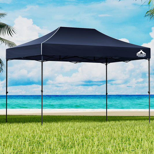 Gazebo Pop Up 3x4.5m w/Base Podx4 Marquee Folding Outdoor Wedding Camping Tent Shade Canopy - Navy