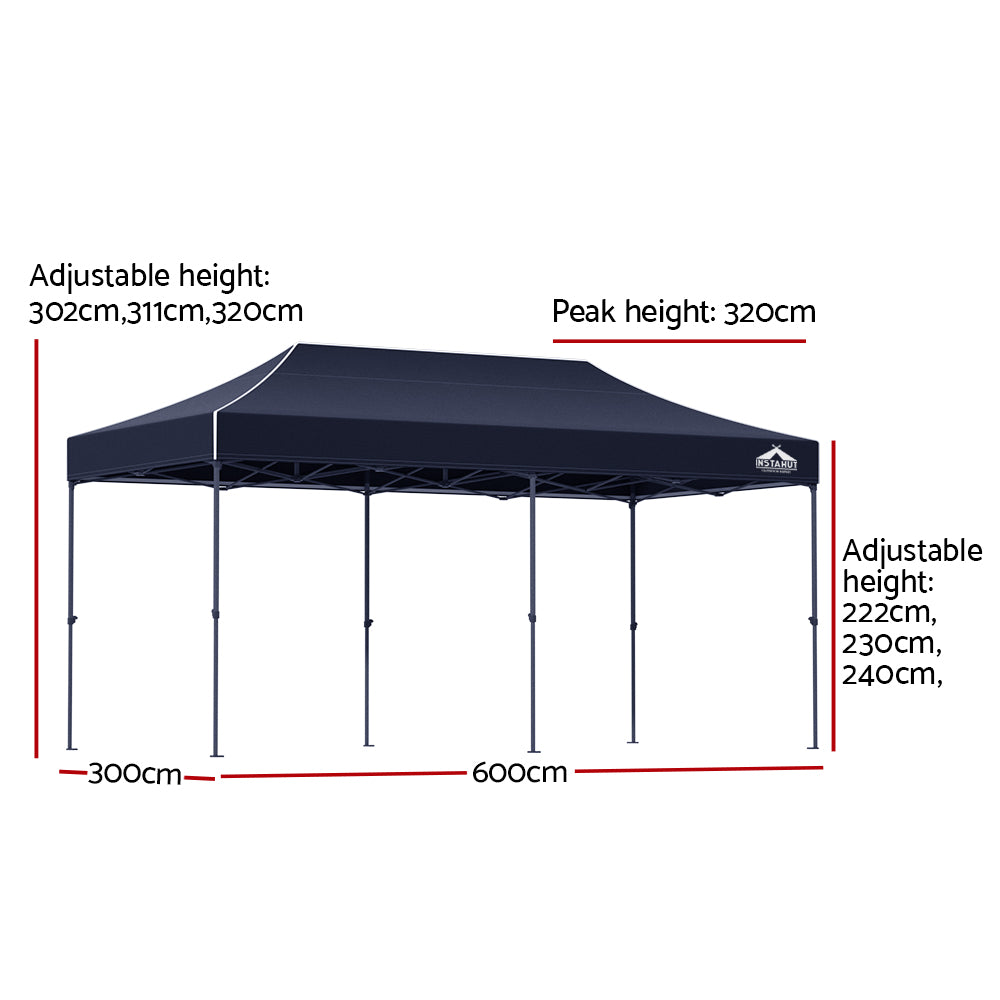 Gazebo Pop Up Marquee 3x6m Outdoor Tent Folding Wedding Gazebos Navy