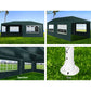 Instahut Gazebo 3x6 Outdoor Marquee Gazebos Wedding Party Camping Tent 4 Wall Panels