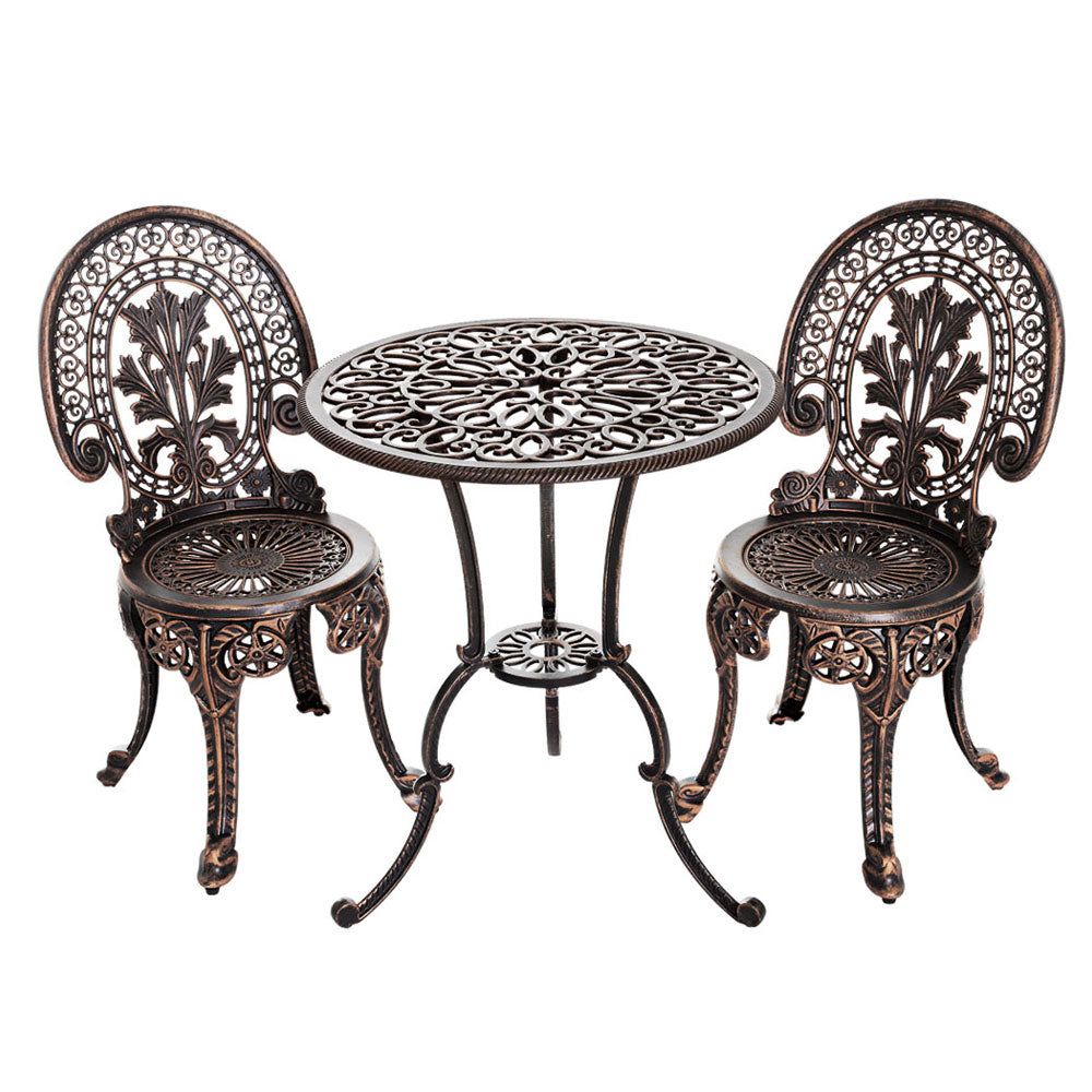 Kaitlyn 2-Seater Patio Furniture Outdoor Bistro Chairs Aluminium - Bronze