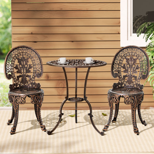 Kaitlyn 2-Seater Patio Furniture Outdoor Bistro Chairs Aluminium - Bronze