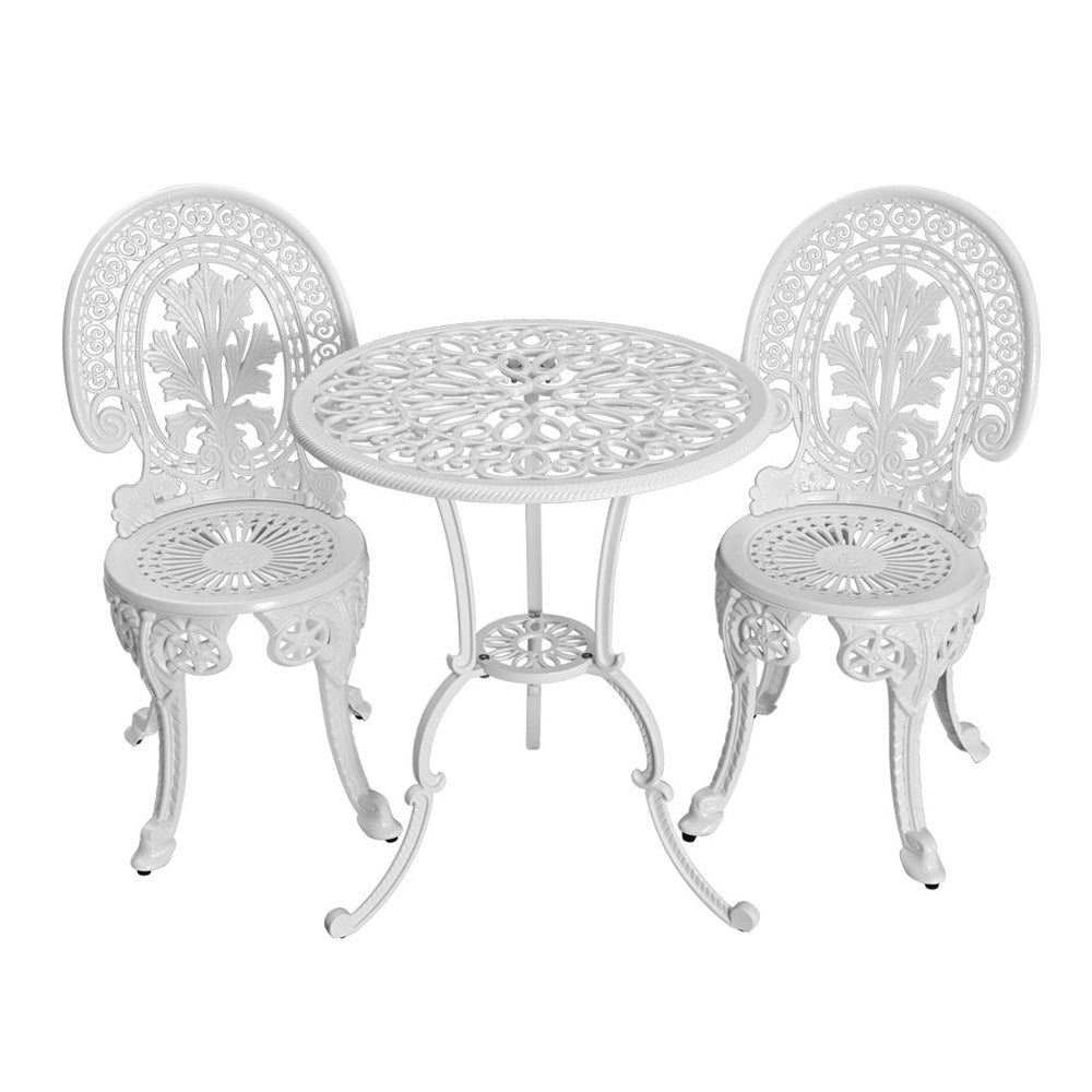 Kaitlyn 2-Seater Patio Furniture Outdoor Bistro Chairs Aluminium - White