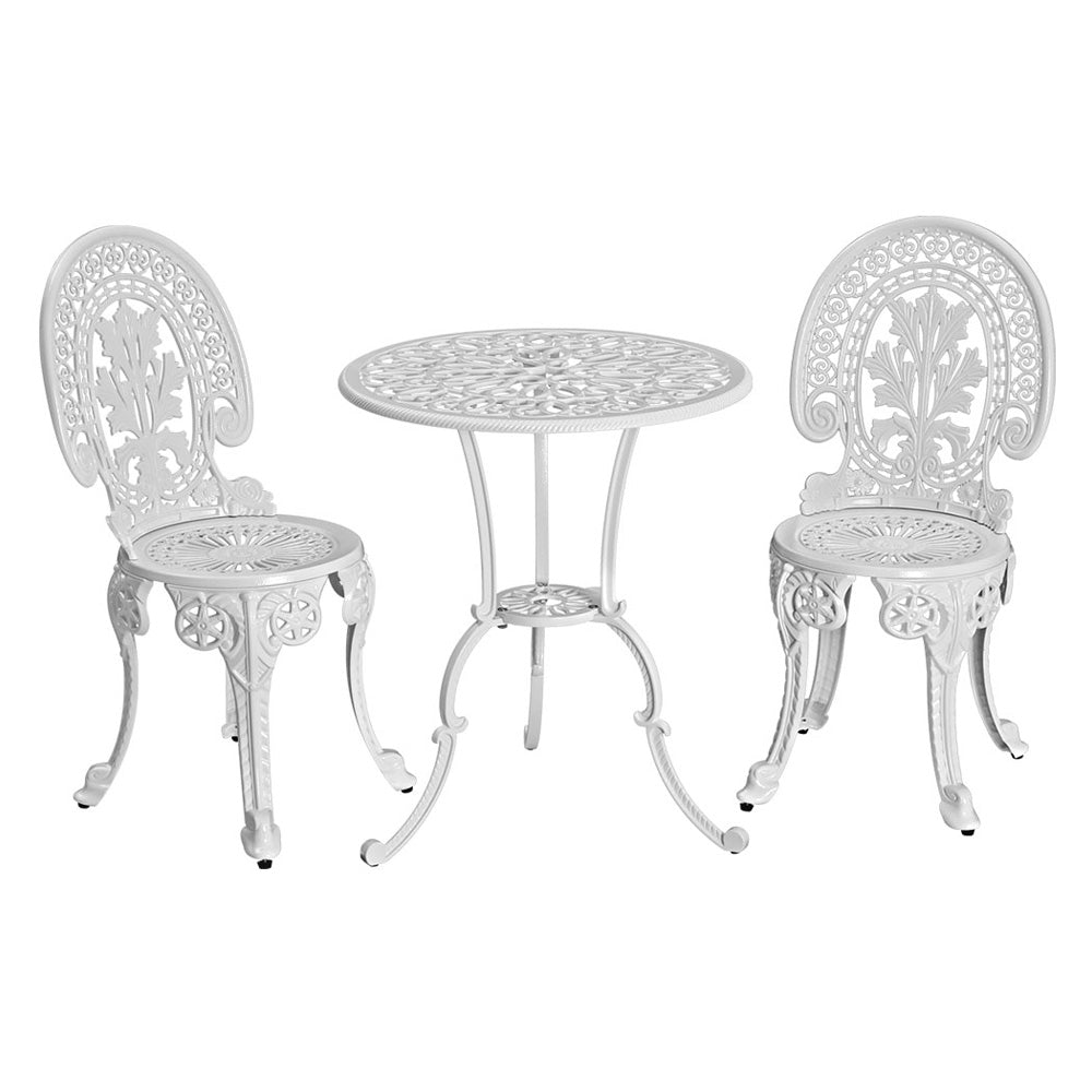 Kaitlyn 2-Seater Patio Furniture Outdoor Bistro Chairs Aluminium - White
