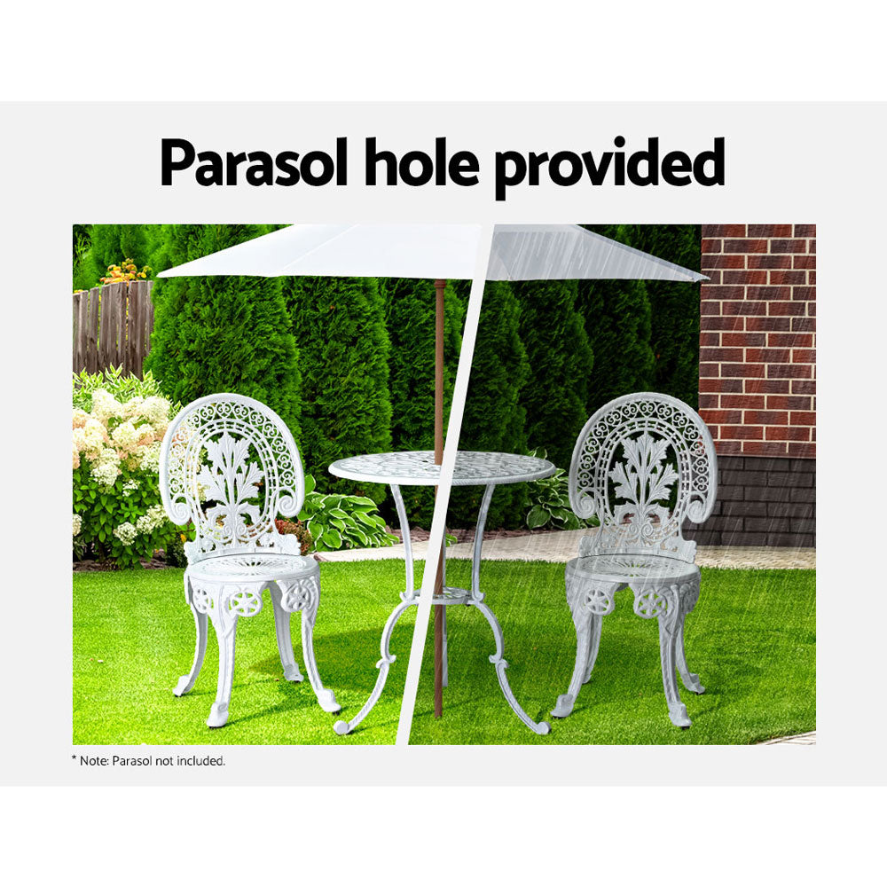 Kaitlyn 2-Seater Patio Furniture Outdoor Bistro Chairs Aluminium - White
