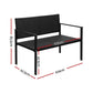 Fritz 2-Seater Outdoor Garden Bench Seat Rattan Chair Steel Patio Furniture Park - Black