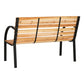 Valdi Outdoor Wooden Garden Bench Steel 2 Seater Patio Furniture - Natural