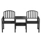 Lincoln Outdoor Garden Bench Steel Table and chair Patio Furniture Loveseat Park - Black