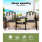 Lincoln Outdoor Garden Bench Steel Table and chair Patio Furniture Loveseat Park - Black