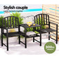 Lincoln Outdoor Garden Bench Steel Table and chair Patio Furniture Loveseat Park - Black