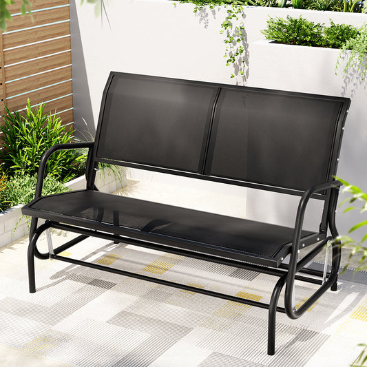 Calliope Outdoor Garden Bench Swing Glider Rocking Patio Furniture Loveseat - Black