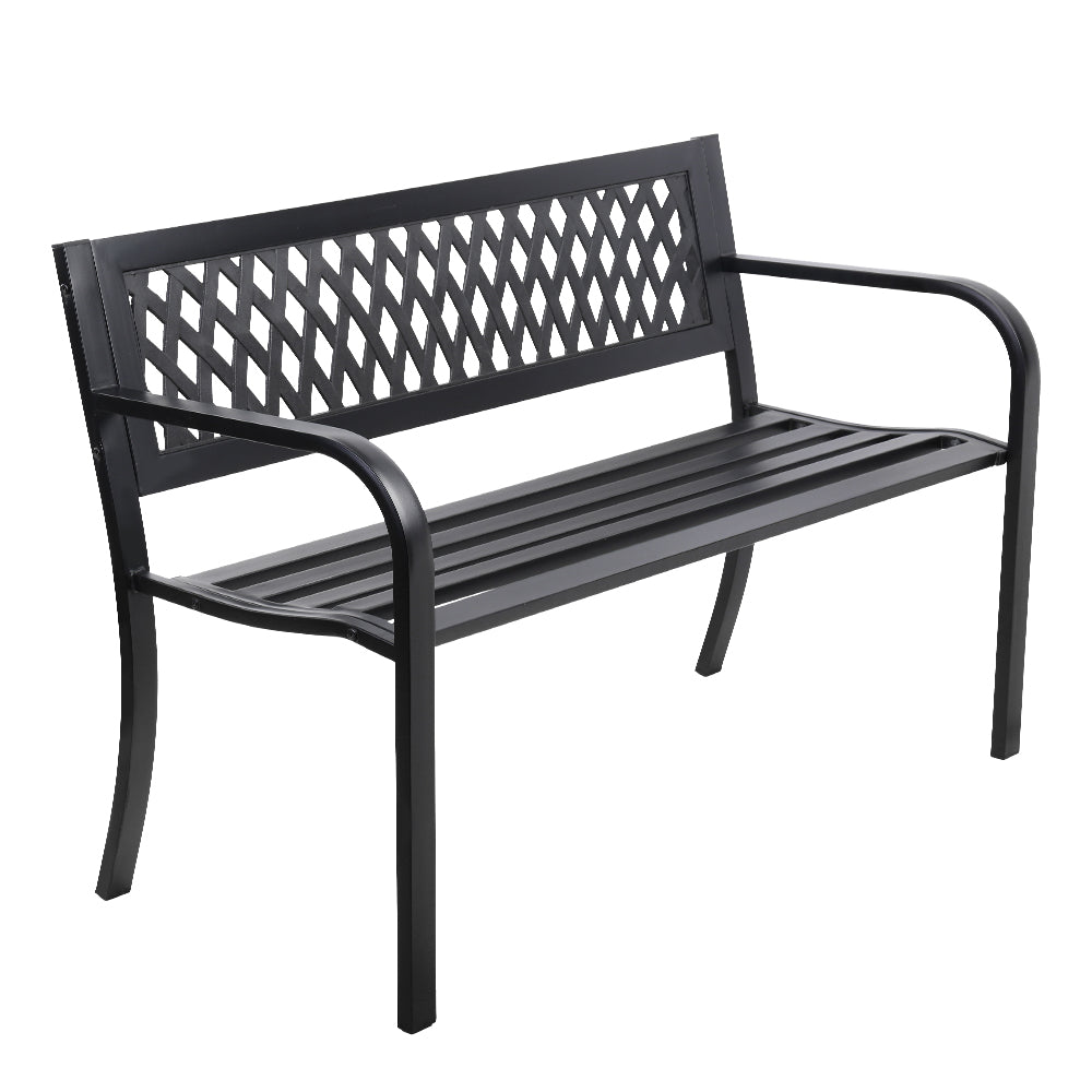 Calliope Steel Modern Garden Bench - Black