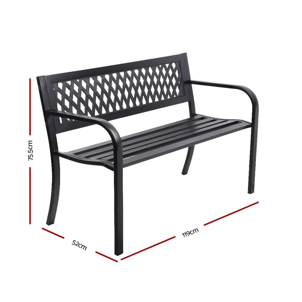 Calliope Steel Modern Garden Bench - Black