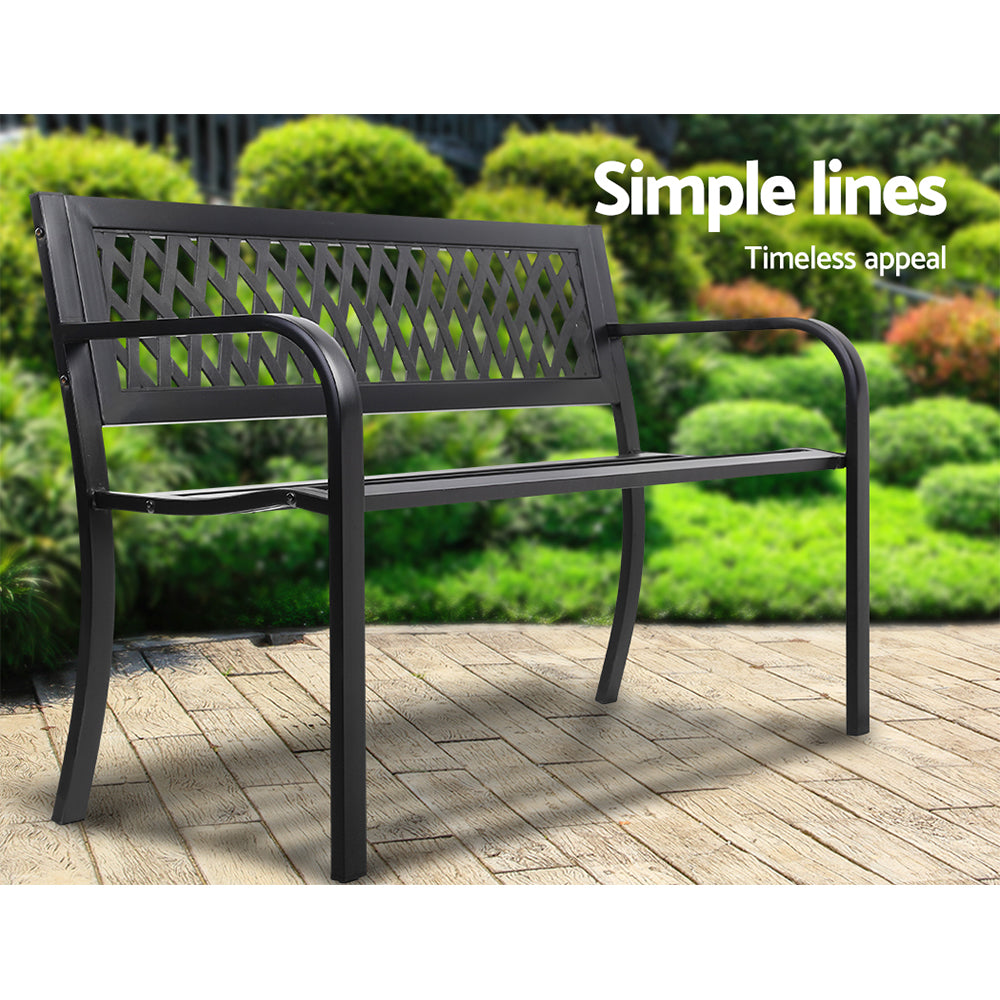 Calliope Steel Modern Garden Bench - Black