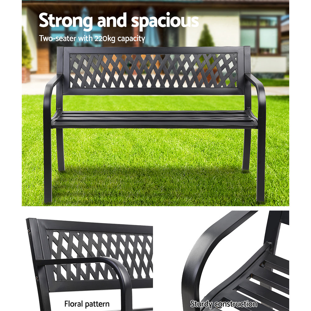 Calliope Steel Modern Garden Bench - Black
