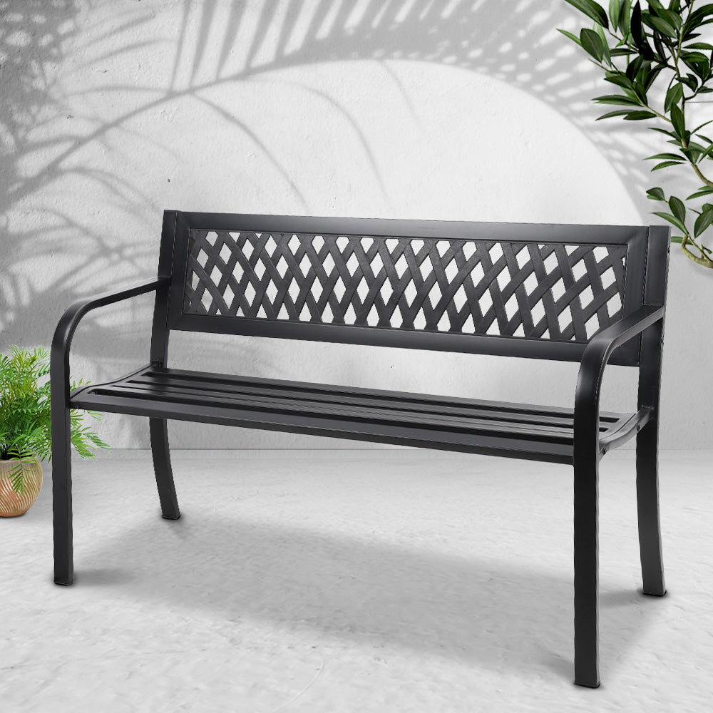 Calliope Steel Modern Garden Bench - Black