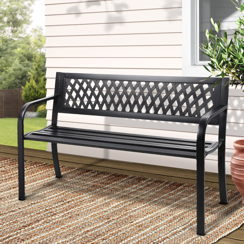 Calliope Steel Modern Garden Bench - Black