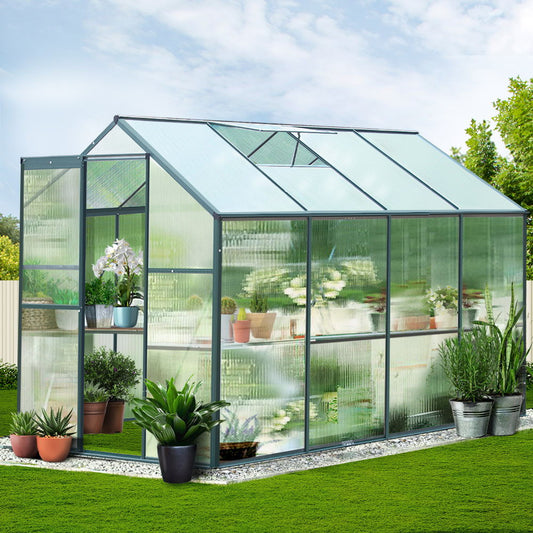 Greenhouse 2.52x1.9x1.83M Aluminium Polycarbonate Green House Garden Shed