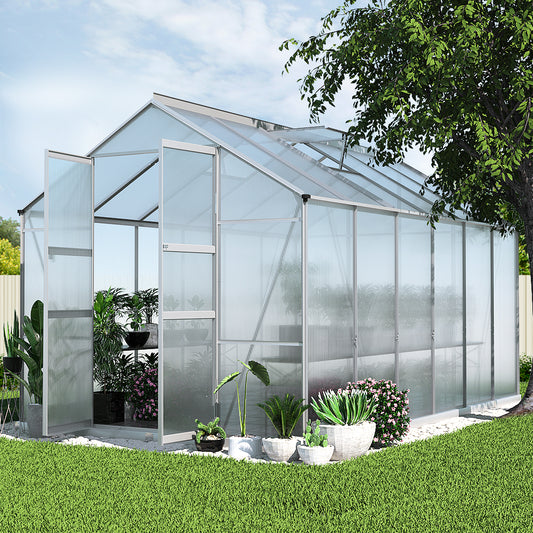 Aluminium Greenhouse Green House Garden Shed Polycarbonate 3.7x2.5M