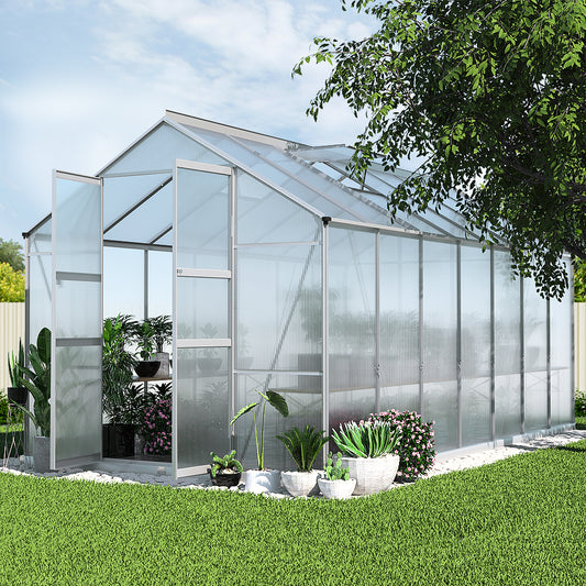 Greenhouse Aluminium Green House Garden Shed Polycarbonate 4.1x2.5M