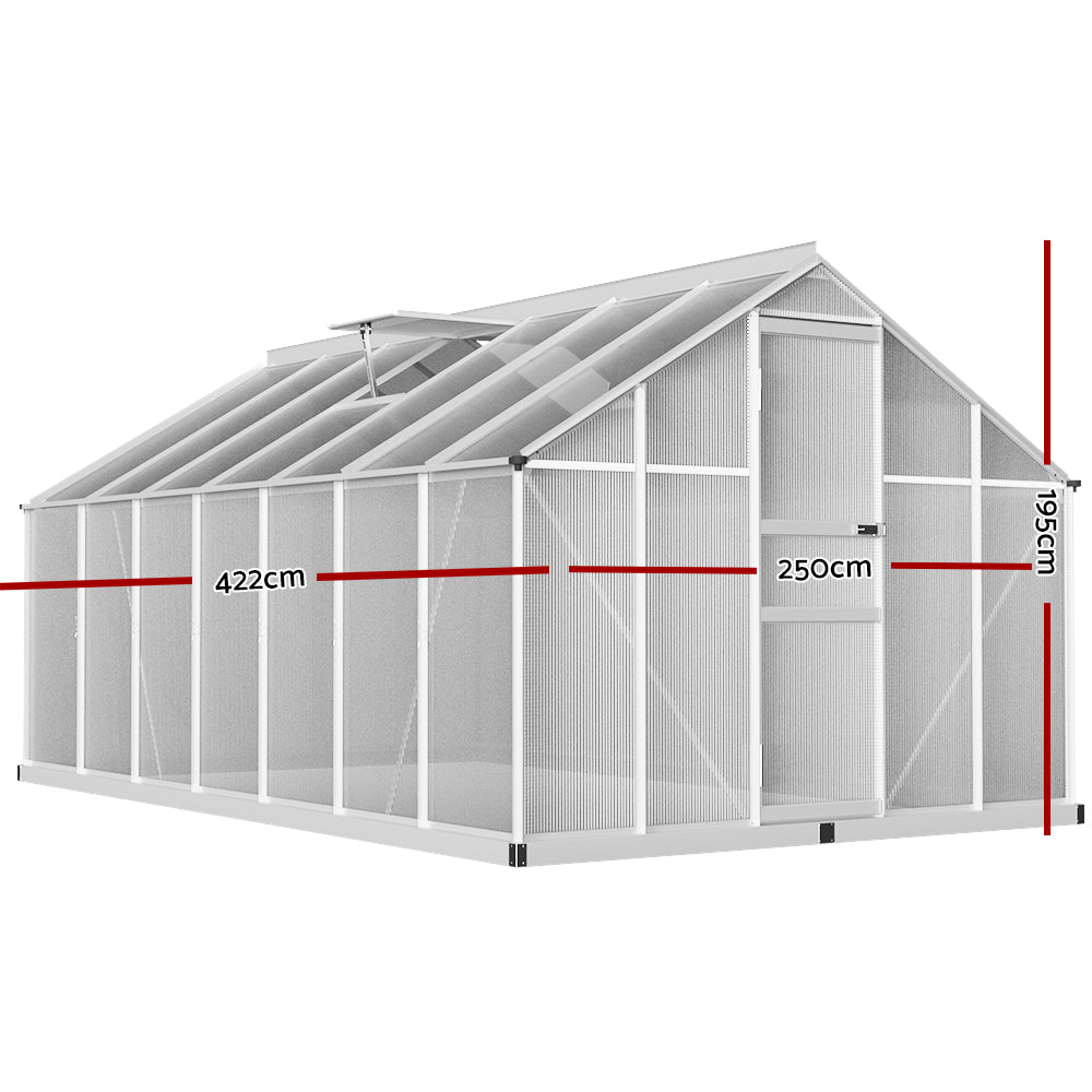 Greenhouse Aluminium Green House Polycarbonate Garden Shed 4.2x2.5M