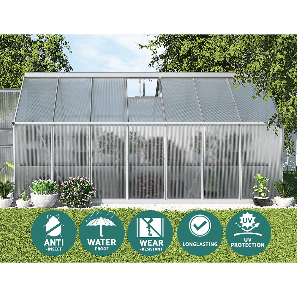 Greenhouse Aluminium Green House Polycarbonate Garden Shed 4.2x2.5M